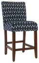 Benzara BM195080 Wooden 24" Counter Height Stool, Blue and White