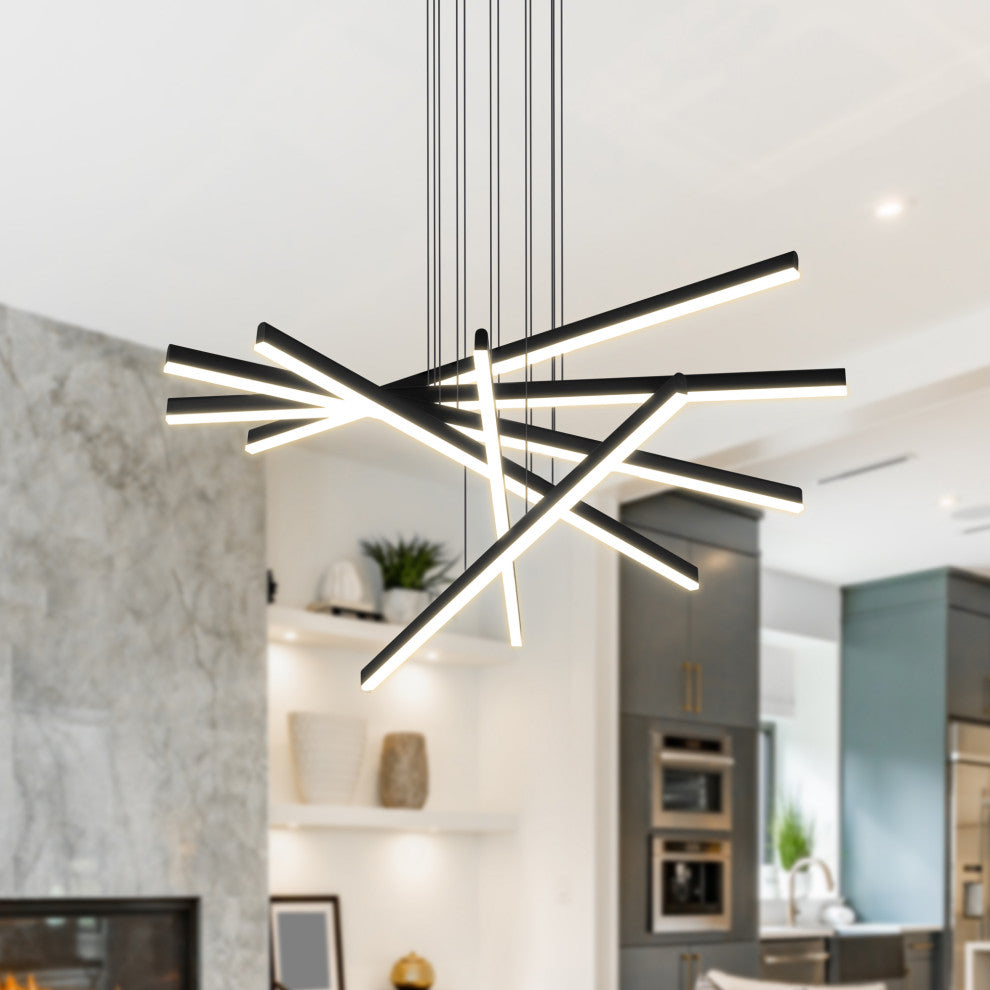 32" ETL Certified Integrated LED Pendant Lighting Fixture, Black VMP25060BL