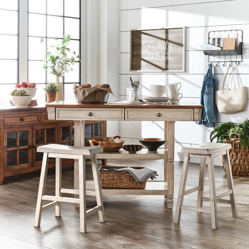 Harvey Two-Tone Kitchen Island Buffet, Antique White