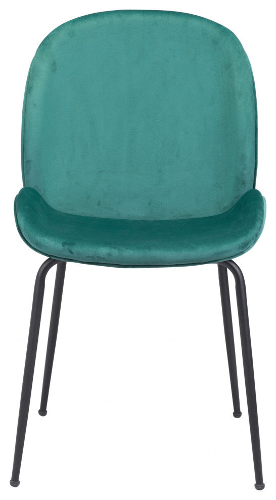Set of Two Contempo Emerald Green Velvet Dining Chairs