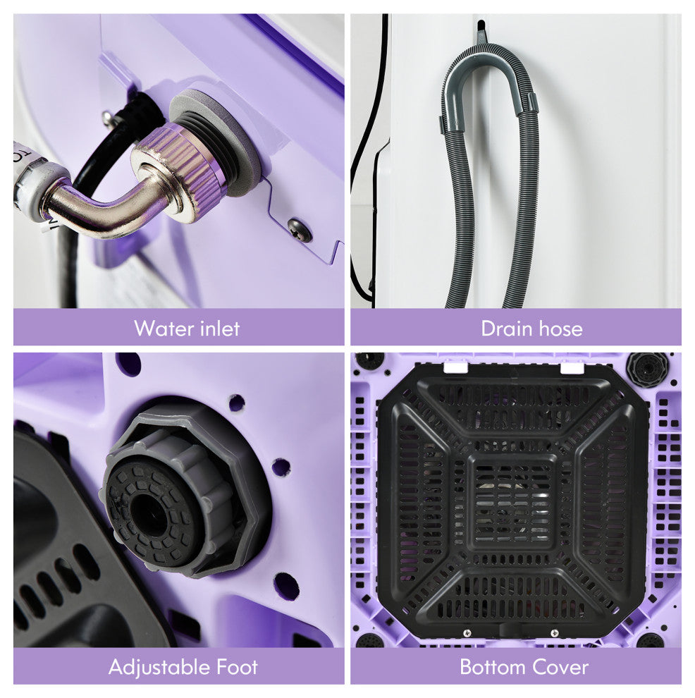 Costway 8lbs Portable Fully Automatic Washing Machine W/ Drain Pump Purple