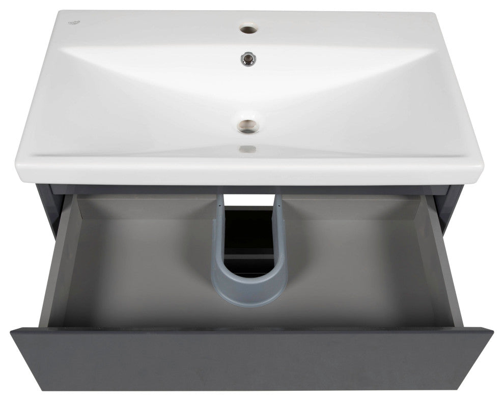 Bathroom Vanity Elit Graphite Gloss 28" No Mirror