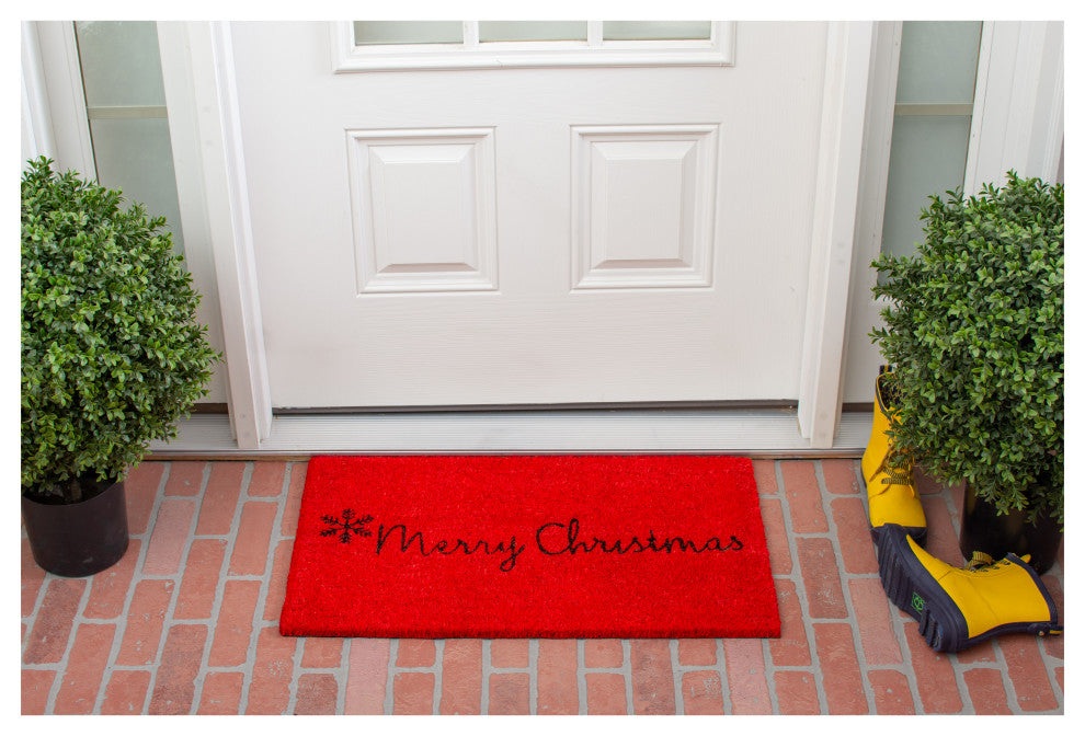 Red Merry Christmas Doormat, 24x36