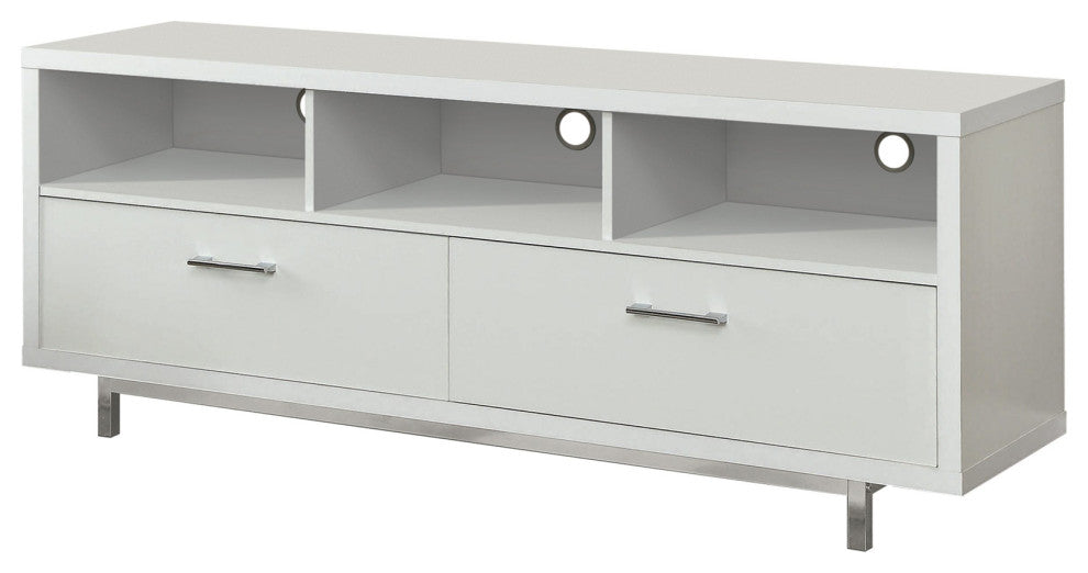 2 Drawers and Open Shelf TV Console, White