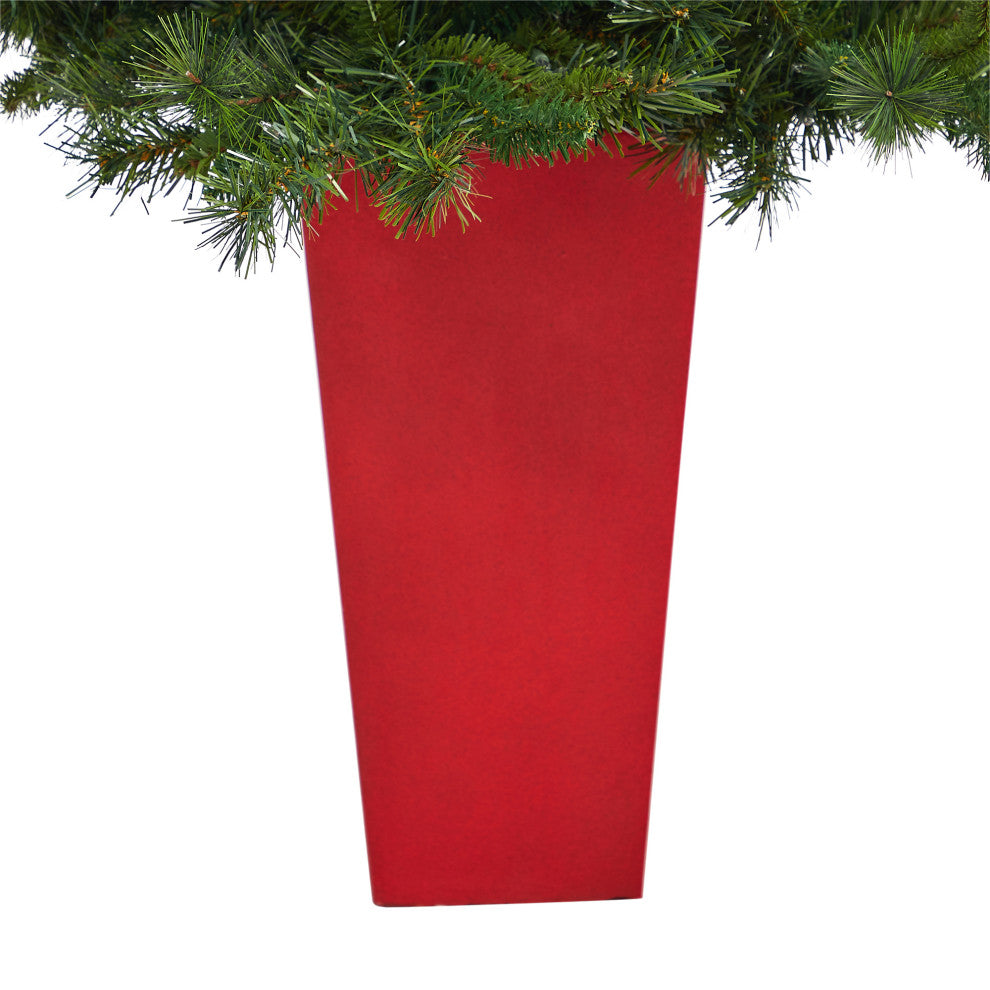 4.5' Wyoming Mixed Pine Faux Xmas Tree W/Lights & Bendable Branches, Planter