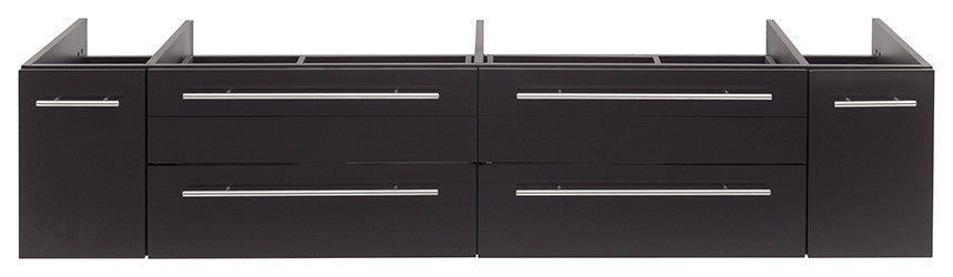 Lucera Wall Mount Double Vessel Sink Bathroom Cabinet, Espresso, 72"