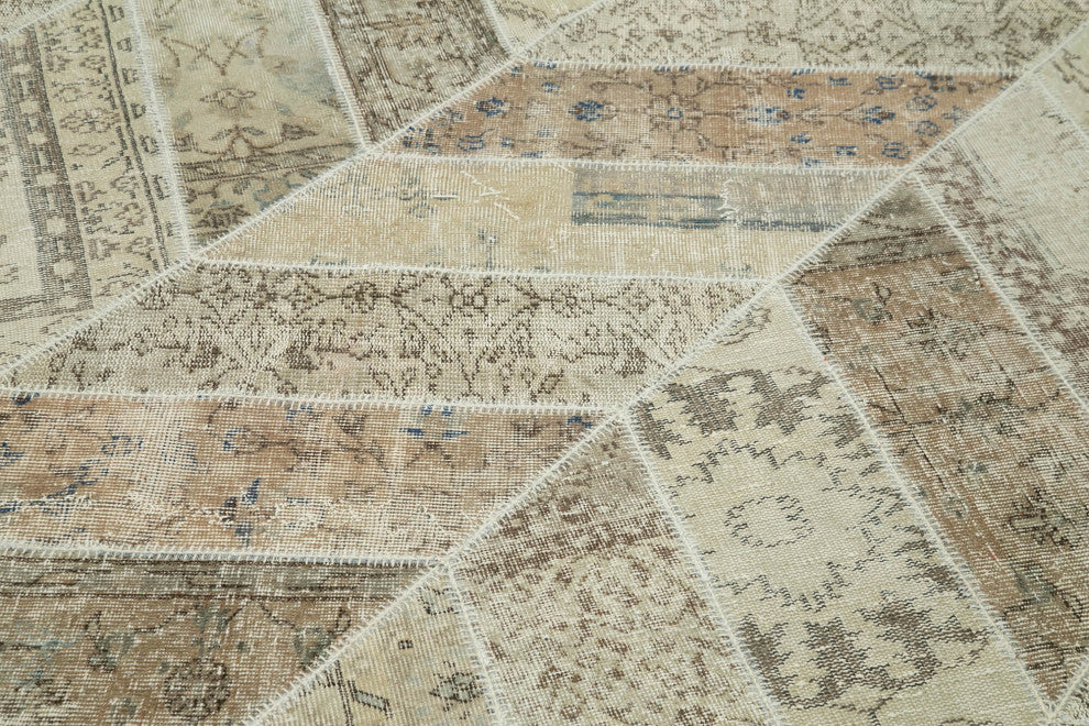 Rug N Carpet - Handmade Turkish 8' 2" x 10' 3" Wool Patchwork Area Rug