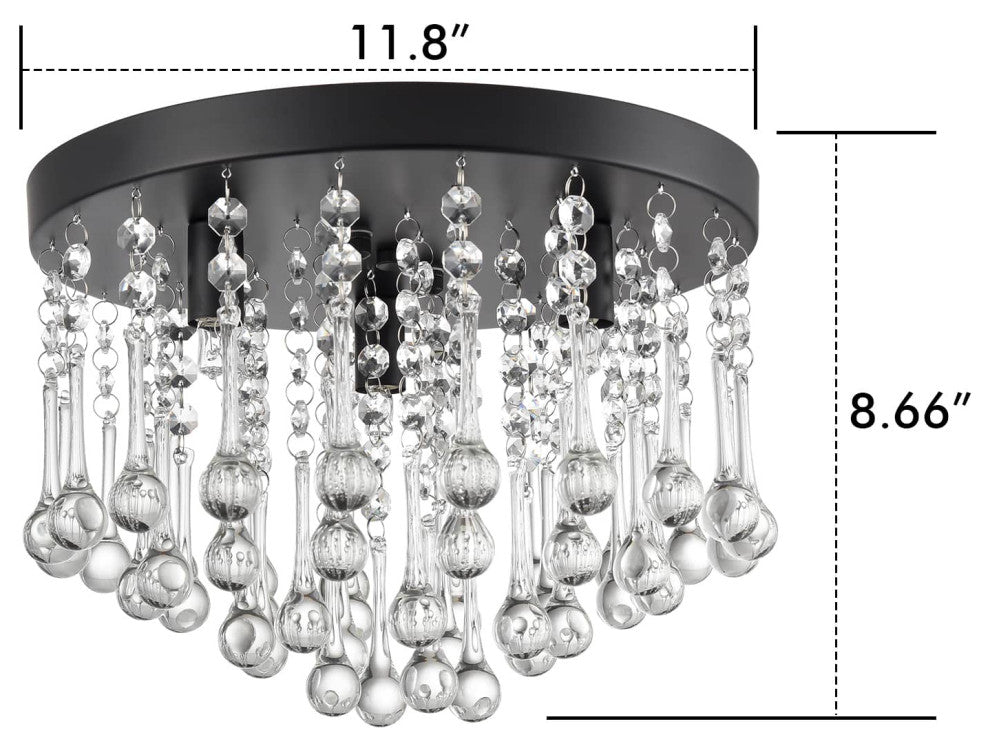 Modern Crystal Ceiling Light 3-Light Flush Mount Light Fixture