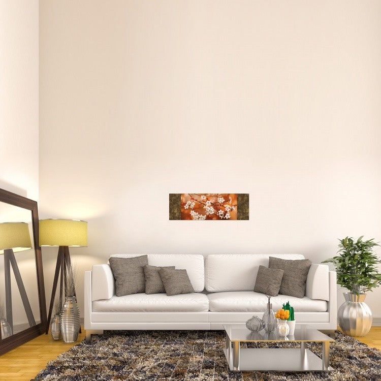 "Orange Sakura" Stretched Canvas Giclee by Jenny Thomlinson, 36x12"
