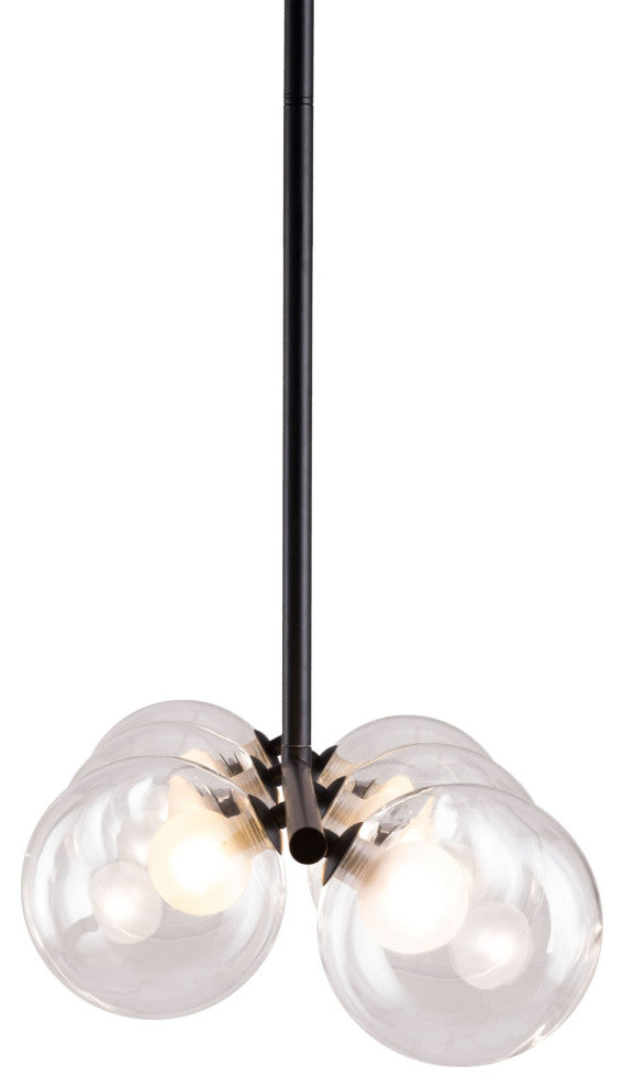 Pendant Ceiling Light Fixture, Glass, Steel Metal, Black, Clear, Lounge Cafe