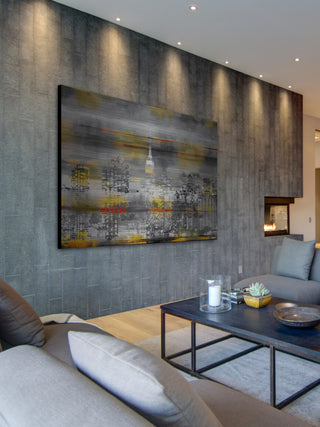 "NYC in Yellow" Print on Brushed Aluminum, 60"x40"