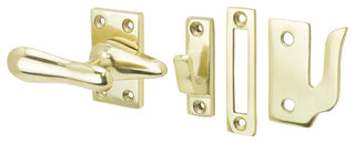 Casement Window Fastener/Lock With Strikes, Polished Brass
