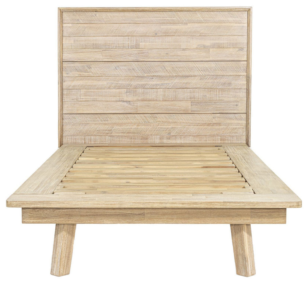 Gia Acacia Wood Panel Bed, Light Brown, Single