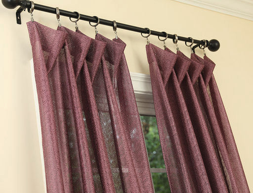La Rosa Metallic Semi Sheer Rod Pocket Curtain  52''X108'' Single Panel, Violet