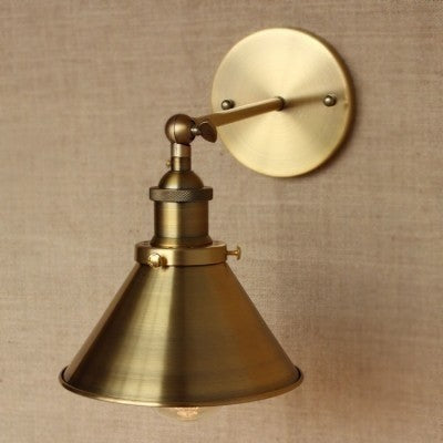 Industrial 1-Light Wall Sconce With Cone Shade Metal