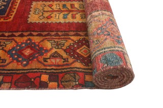 Fine Vintage Distressed Francisc Red/Navy Rug, 4'9 x 9'2