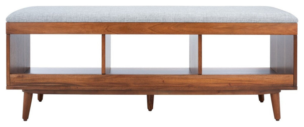 Safavieh Cricket Open Shelf Bench, Grey/Natural Acacia