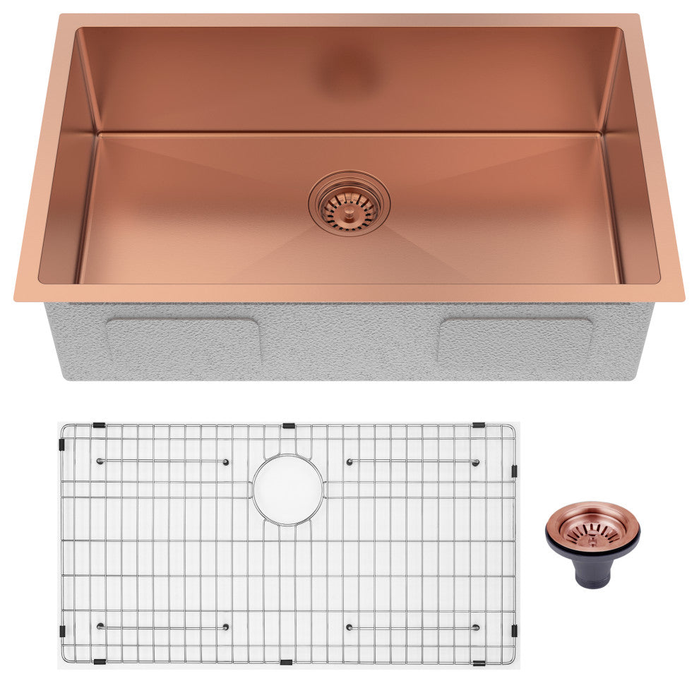 HIGOLD 30 inch Single Bowl Kitchen Sink Undermount, Nano Sink, Rose Gold