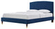 Platform Bed Frame, Queen Size, Blue Navy, Velvet, Modern, Bedroom Guest Suite