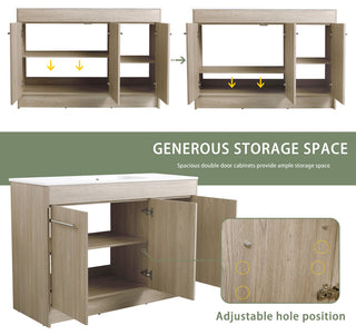 48 Inch Plywood Freestanding Bathroom Vanity With Resin Sink and Two Shelves