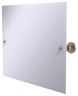 Frameless Landscape Tilt Mirror with Beveled Edge, Antique Pewter