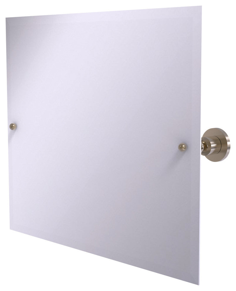 Frameless Landscape Tilt Mirror with Beveled Edge, Antique Pewter
