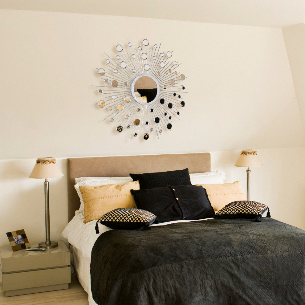 "Milkyway" Bling Round Wall Mirror, Bathroom Mirror, Vanity Mirror 36"x36"