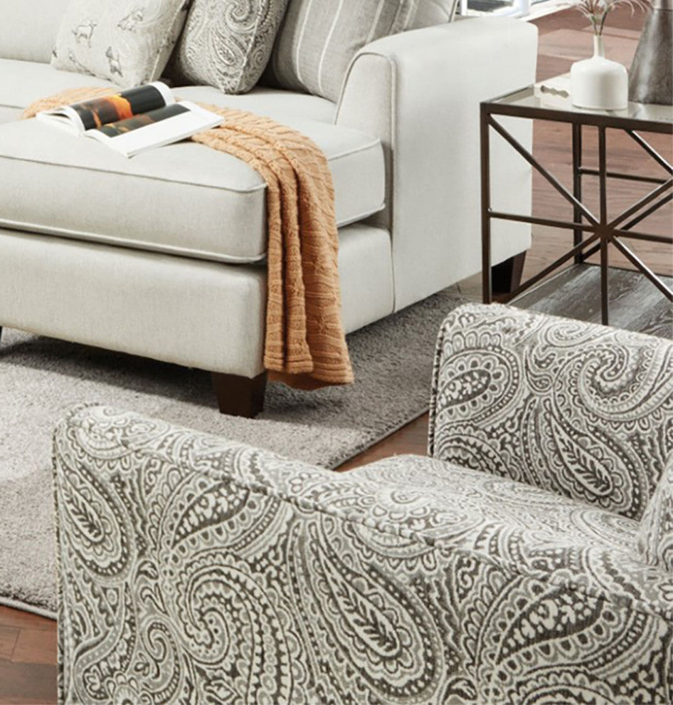 Chenille Upholstered Chair, Paisley Multi