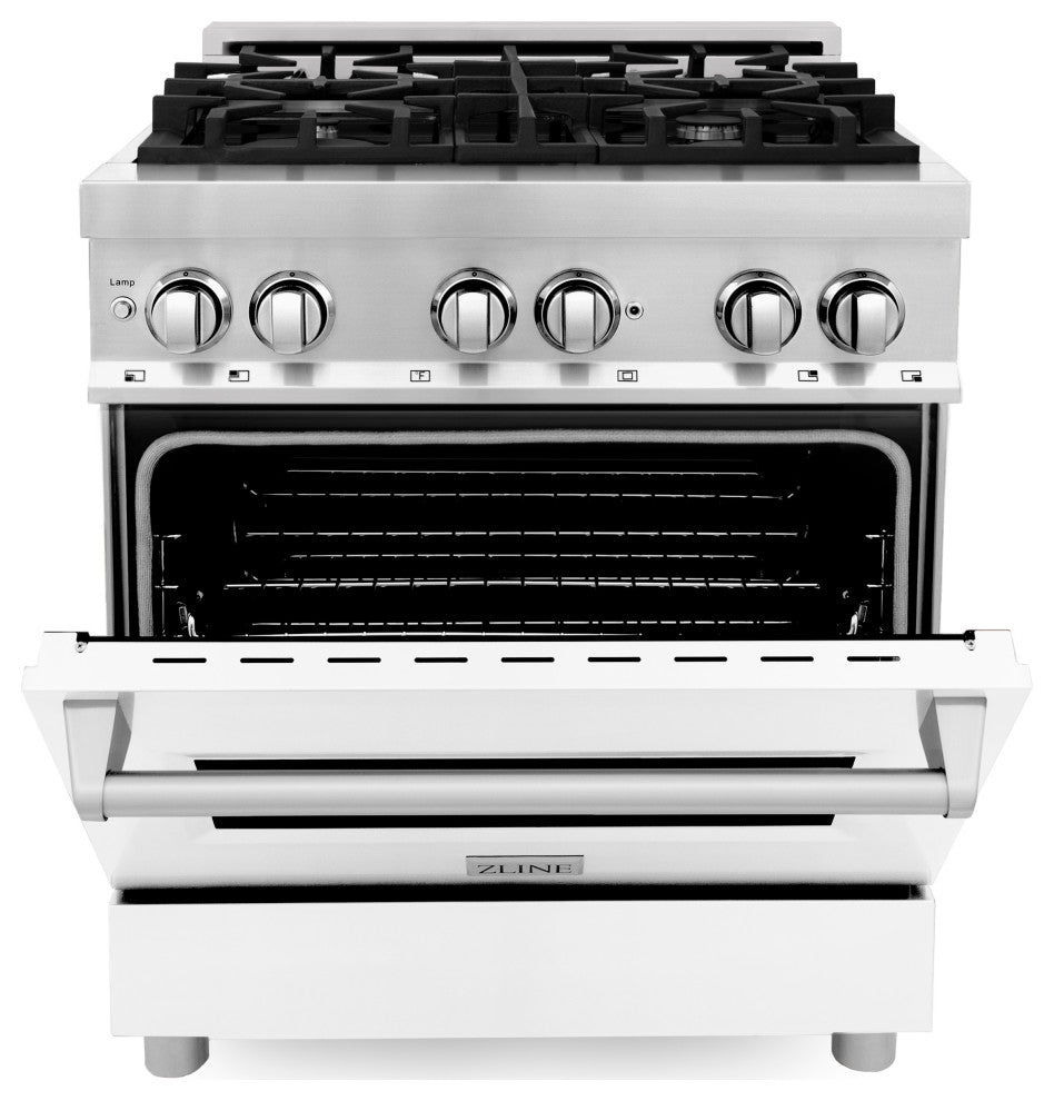 ZLINE 30 in. Professional Dual Fuel Range With White Matte Door, RA-WM-30