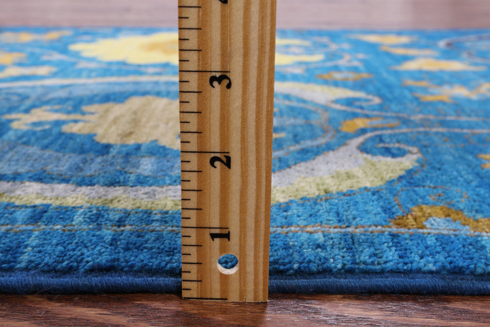 2' 6" X 11' 7" Runner Handmade William Morris Wool Rug Q6533
