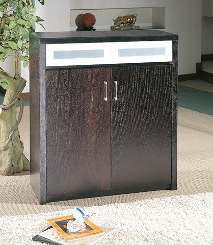 Java Veneer Shoe Cabinet With Smoked Glass Drawers