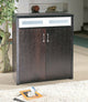 Java Veneer Shoe Cabinet With Smoked Glass Drawers