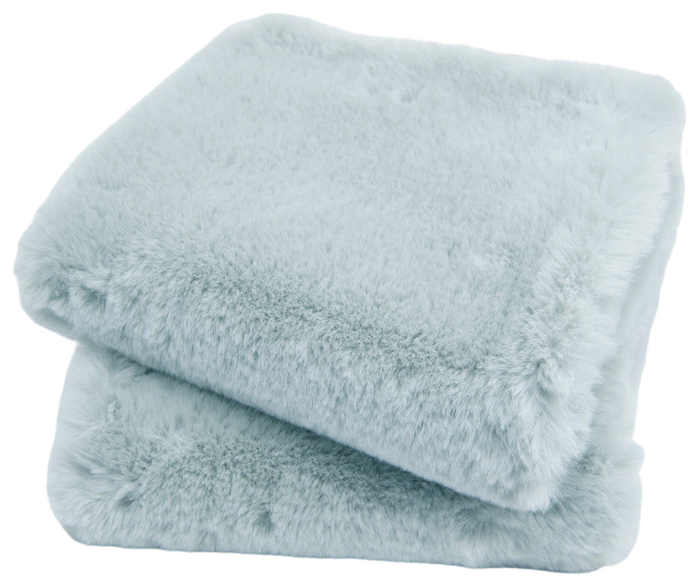 Heavy Faux Fur Throw Pillow Covers 2pcs Set, Vapor Blue, 20''x20''