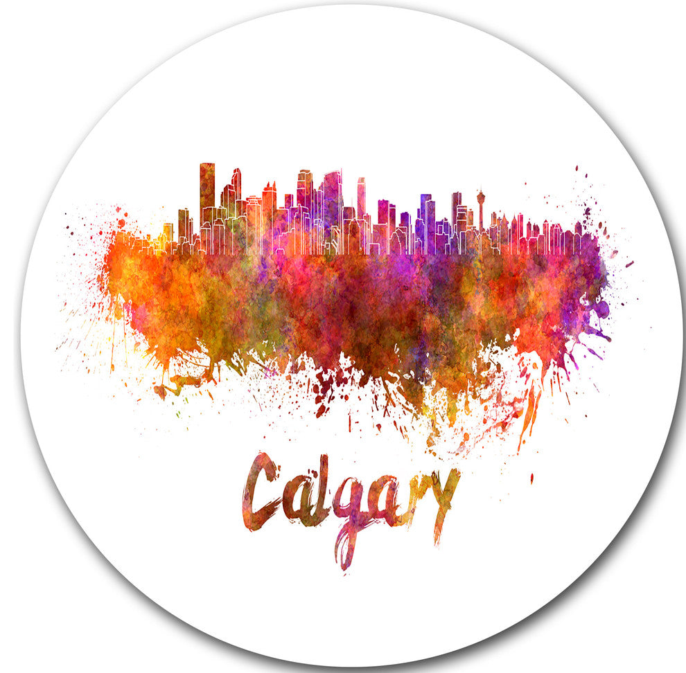 Calgary Skyline, Cityscape Disc Metal Artwork, 11"