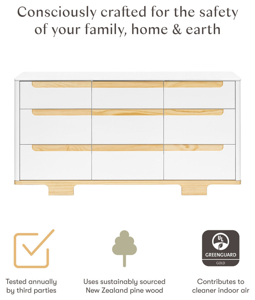 Yuzu 9-Drawer Assembled Dresser, White Natural