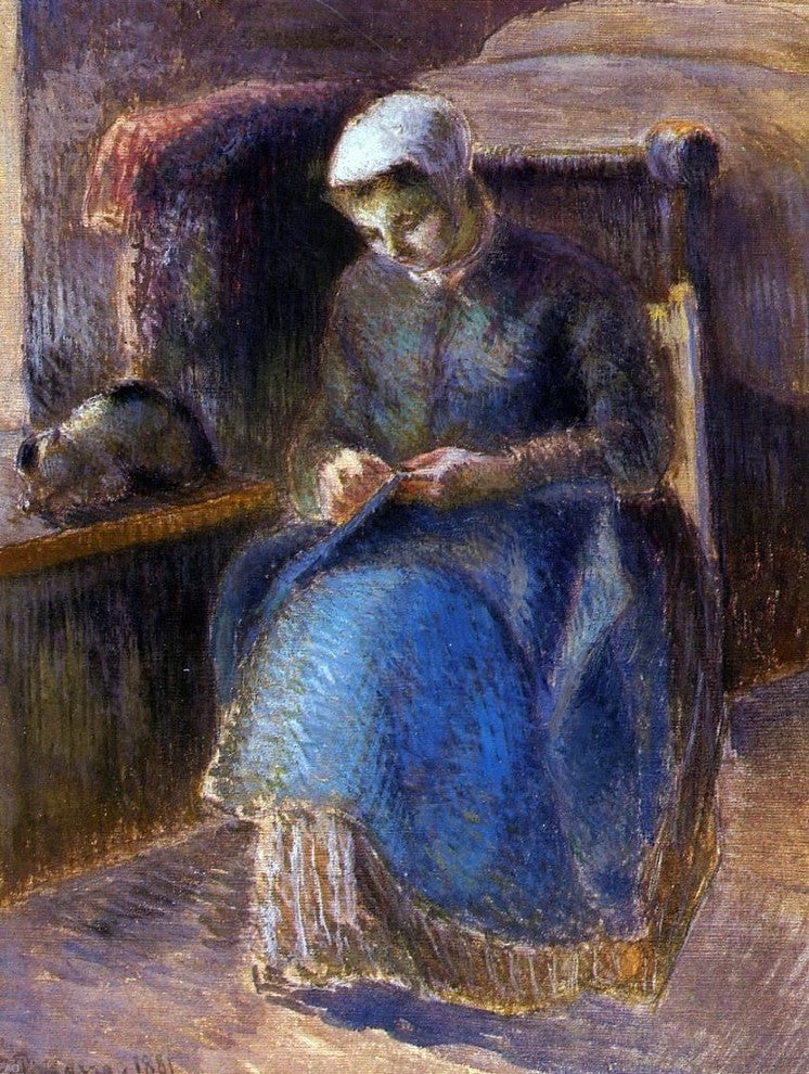 Camille Pissarro Woman Sewing, 21"x28" Wall Decal Print