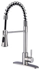 Single Handle Deck Mounted Spring Neck Pull Down Kitchen Faucet with Sprayer, Br