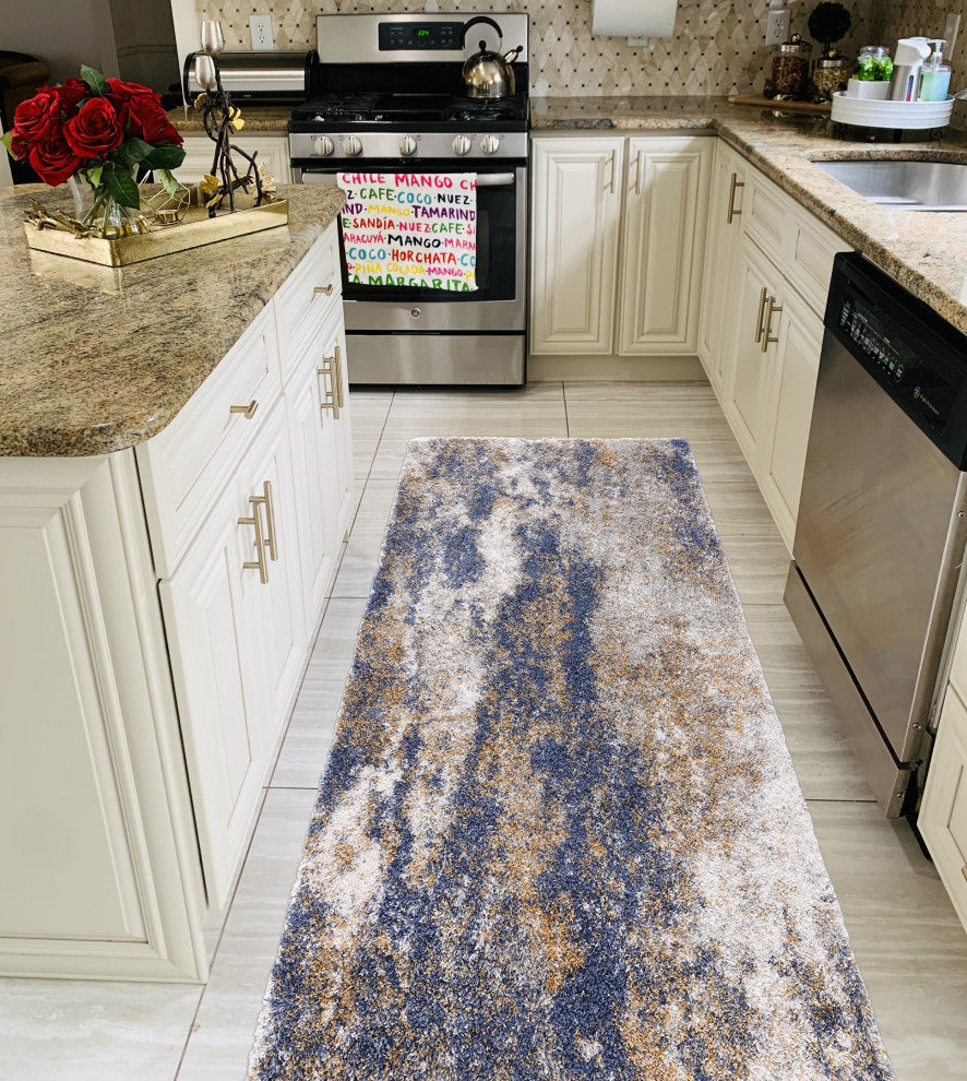 Noori Rug Shag Ridley Blue/Gold Runner
