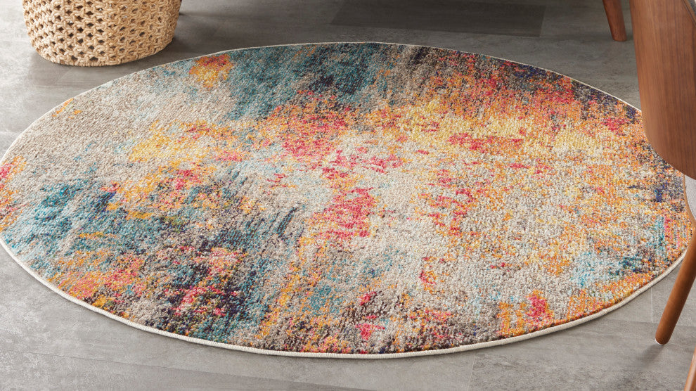 Nourison Celestial 4' x Round Multicolor Modern Indoor Area Rug