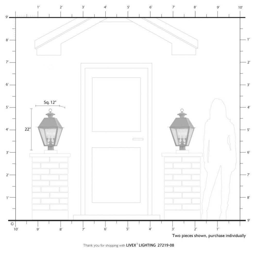 Wentworth 3 Light Natural Brass Outdoor Large Post Top Lantern