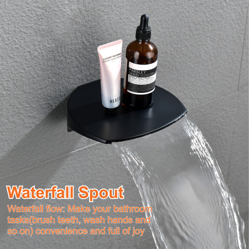 Wellfor Shower Faucet Set, 10" Ceiling Shower Head, Handheld Shower, Tub Spout, Matte Black
