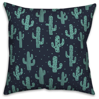 Teal and Navy Cactus 20x20 Throw Pillow