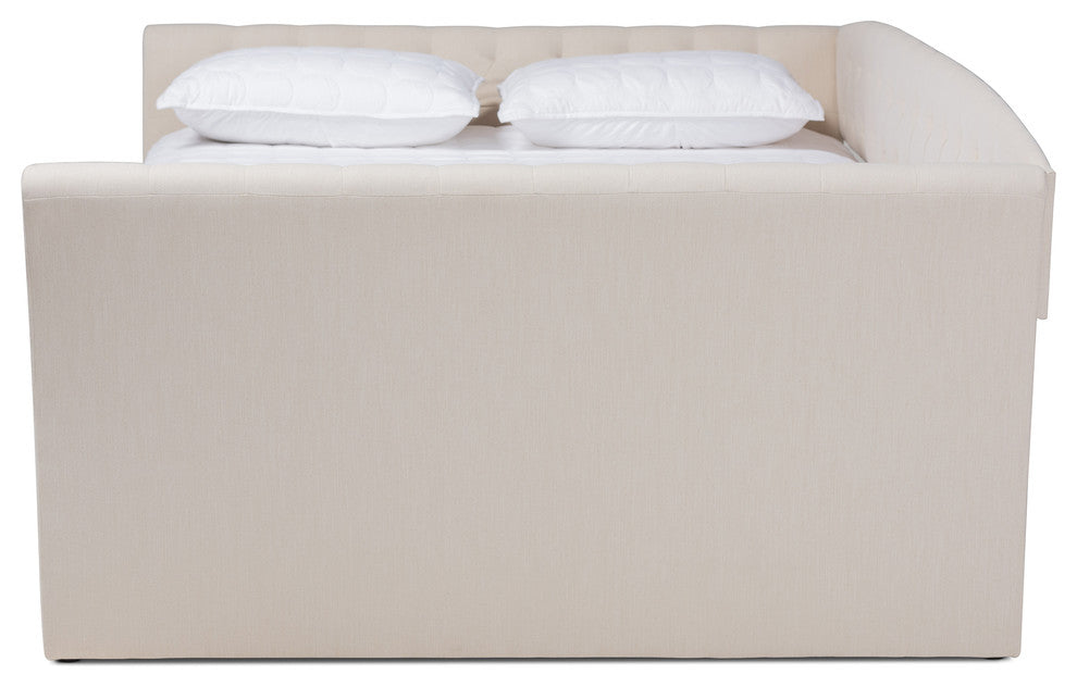Qintal Fabric Upholstered Queen Size Daybed, Beige