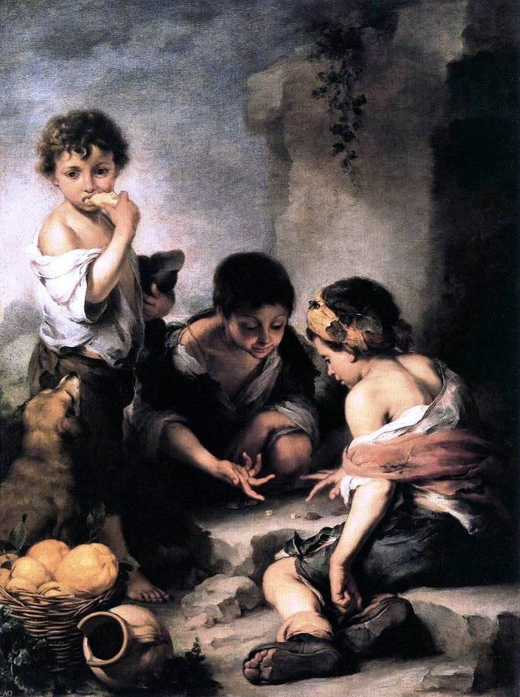 Bartolome Esteban Murillo Young Boys Playing Dice Gallery Wrapped Canvas Print