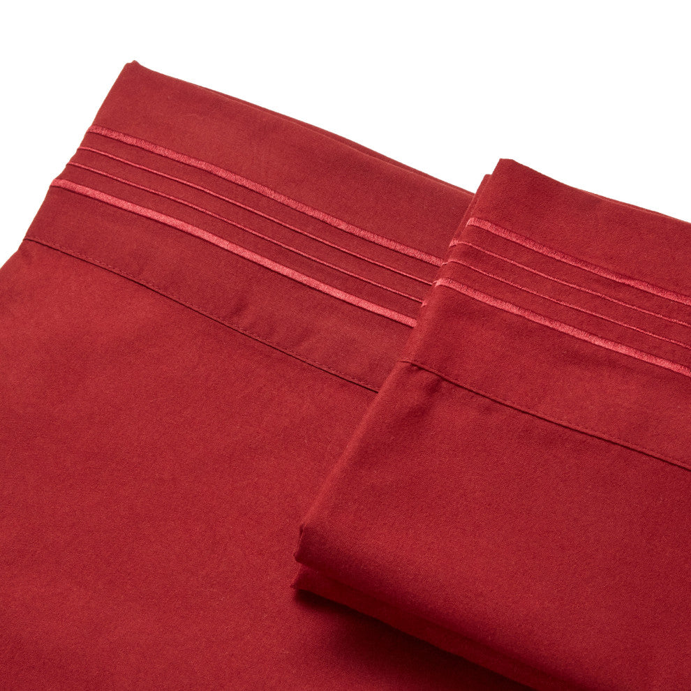 Linum Home Textiles 1800 TC Brushed Microfiber Sheet Set with 4 Line Embroidery