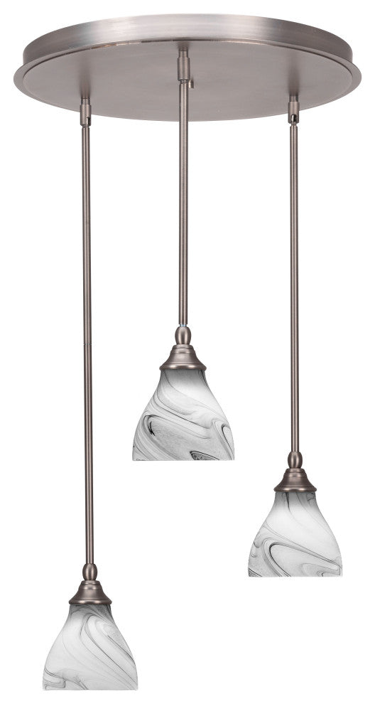 Empire 3-Light Cluster Pendalier, Brushed Nickel/Onyx Swirl