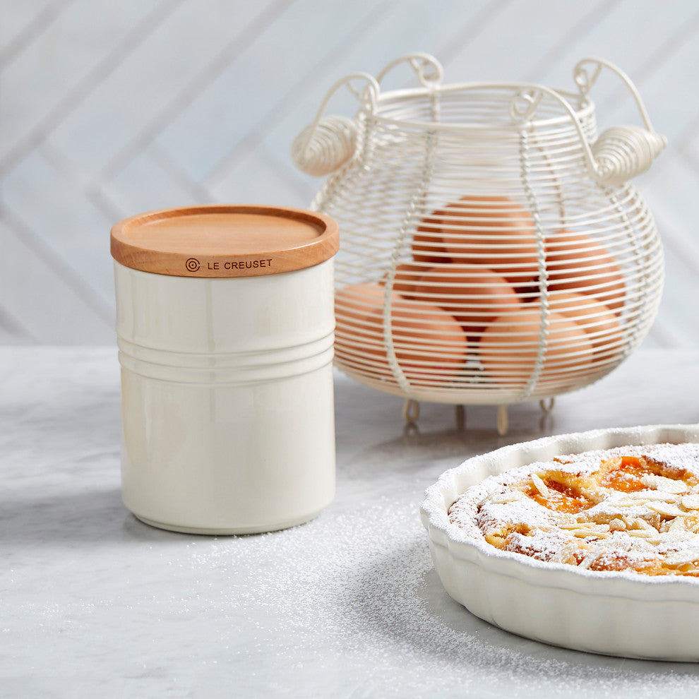 Le Creuset Stoneware Medium Storage Jar With Wooden Lid, Almond