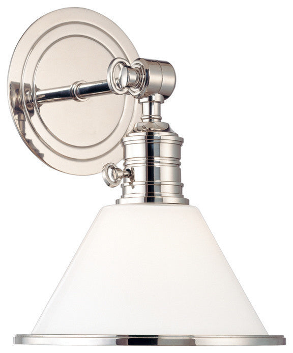 Garden City 1-Light Wall Sconce, Polished Nickel, Opal