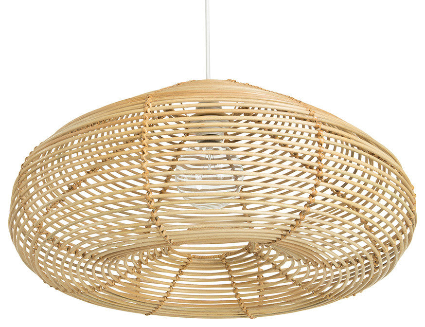 Palau Continuous Weave Discus Wicker Pendant Lamp, Natural