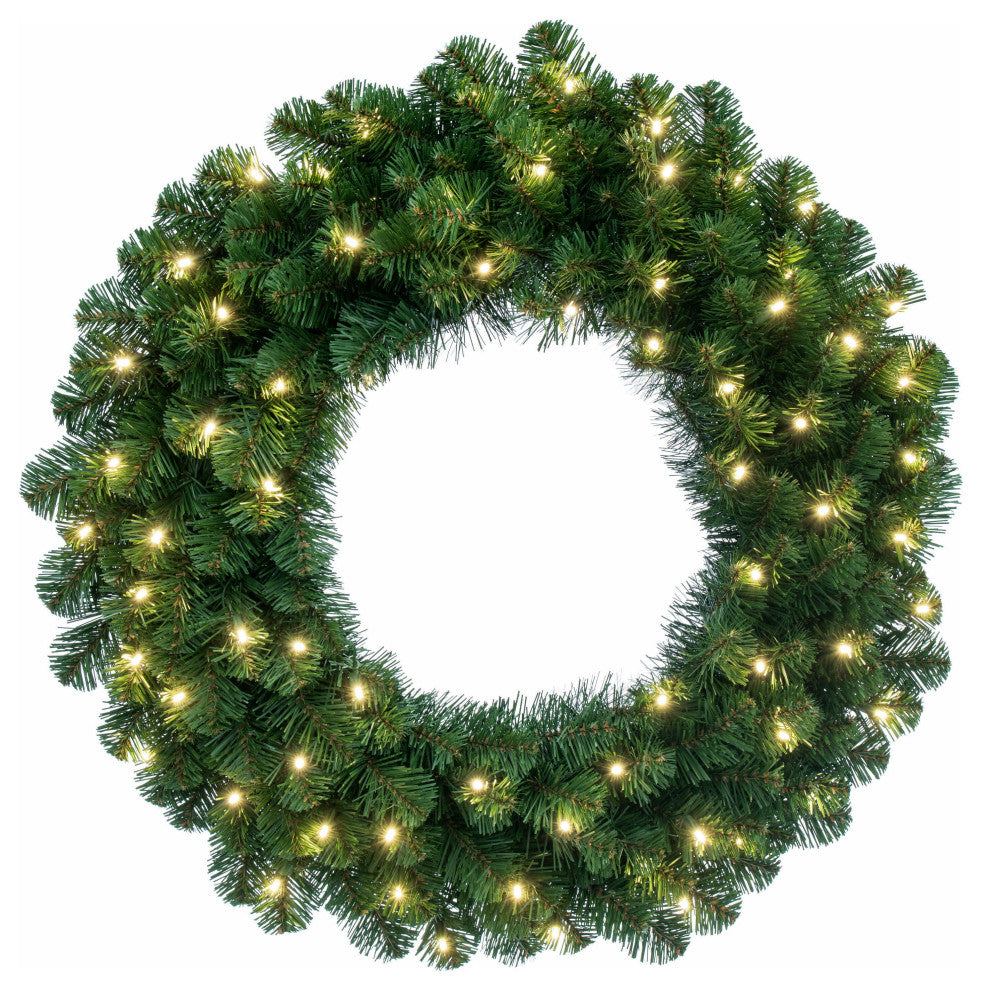 48" Oregon Fir Wreath Wa 150Led Wmwht